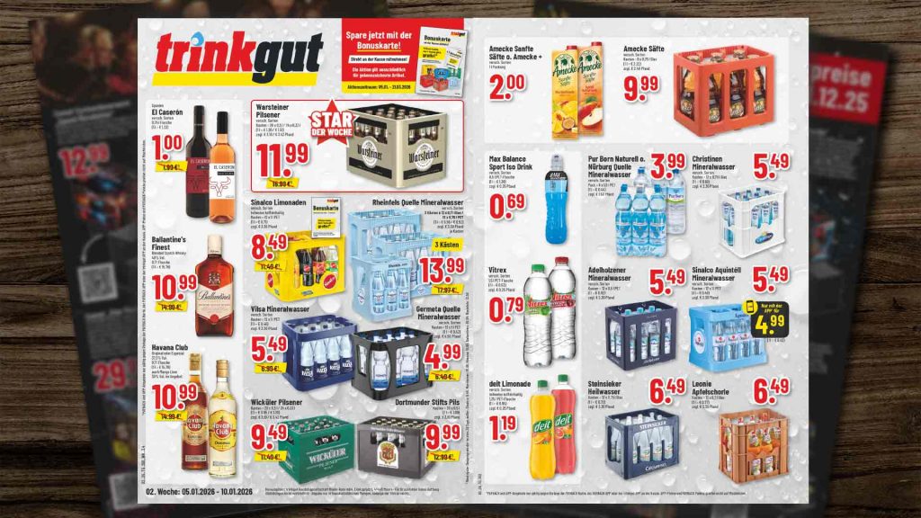 Vorschaubild der Wochenangebote für das Prospekt der KW 02 - Alkoholfreie Highlights Trinkgut