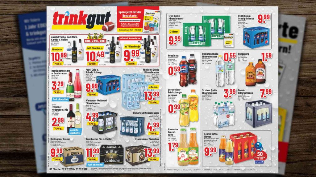 Vorschaubild der Wochenangebote für das Prospekt der KW 06 Trinkgut Gladbeck und Bottrop