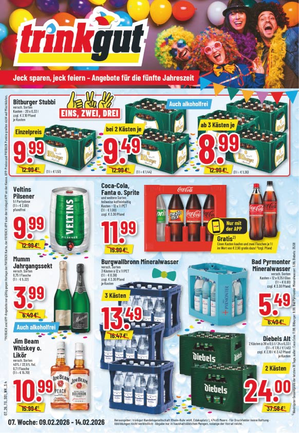 Trinkgut Wochenangebote für das Trinkgut Prospekt der KW 07 in Gladbeck und Bottrop - Seite 1