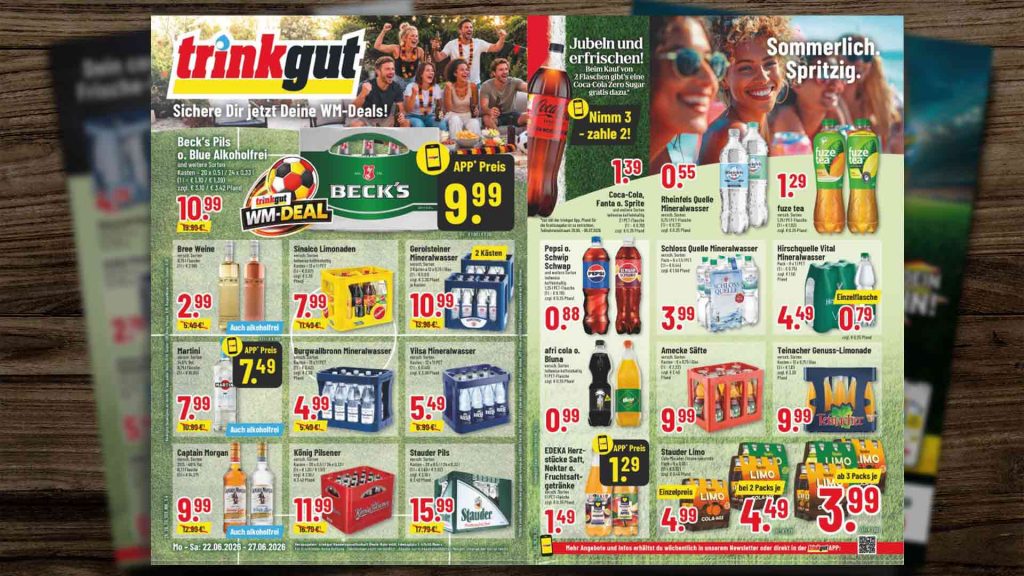Trinkgut Angebote ab 22. Juni für das Trinkgut Prospekt in Gladbeck und Bottrop - Übersicht