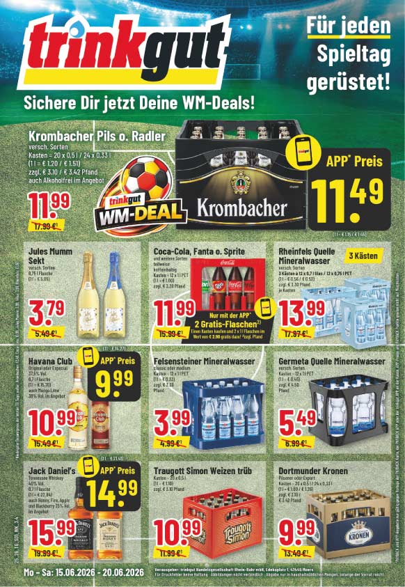 Trinkgut Angebote ab 08. Juni für das Trinkgut Prospekt in Gladbeck und Bottrop - Seite 1
